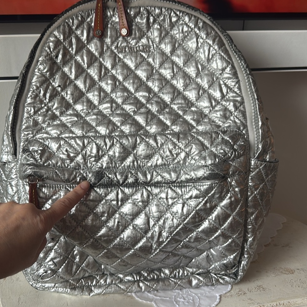 MZ Wallace Silver Quilted Backpack - Picture 5 of 13